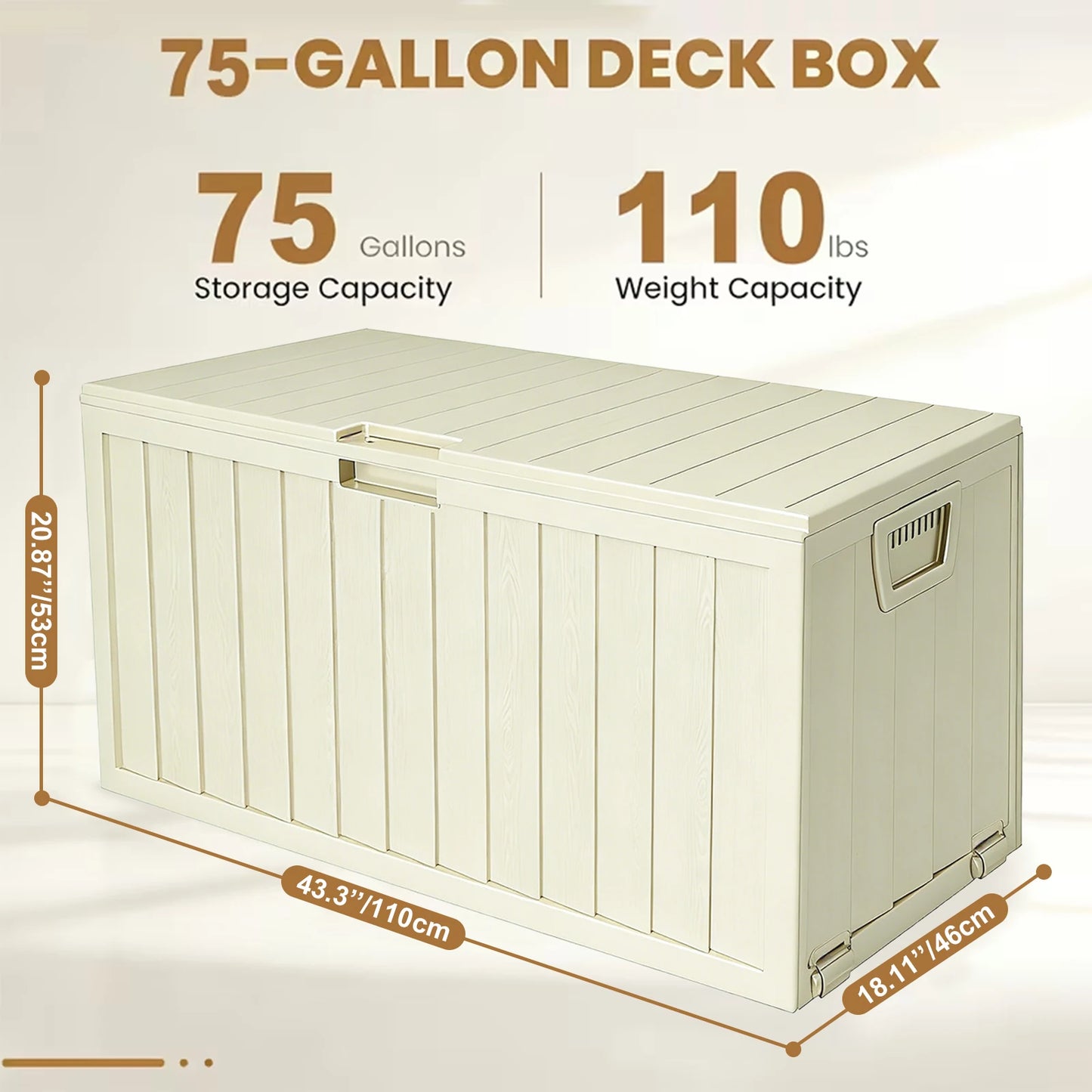 Resin Outdoor Storage Box Waterproof Deck Box With Pulleys