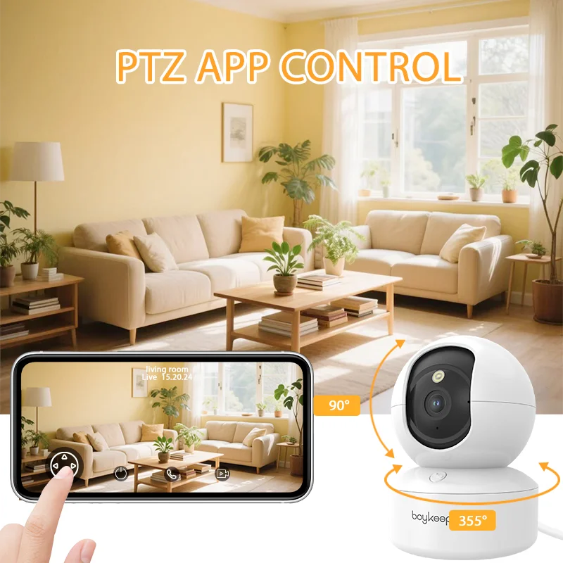 BoyKeep 2K Indoor Security Camera Pan Tilt Two Way Audio
