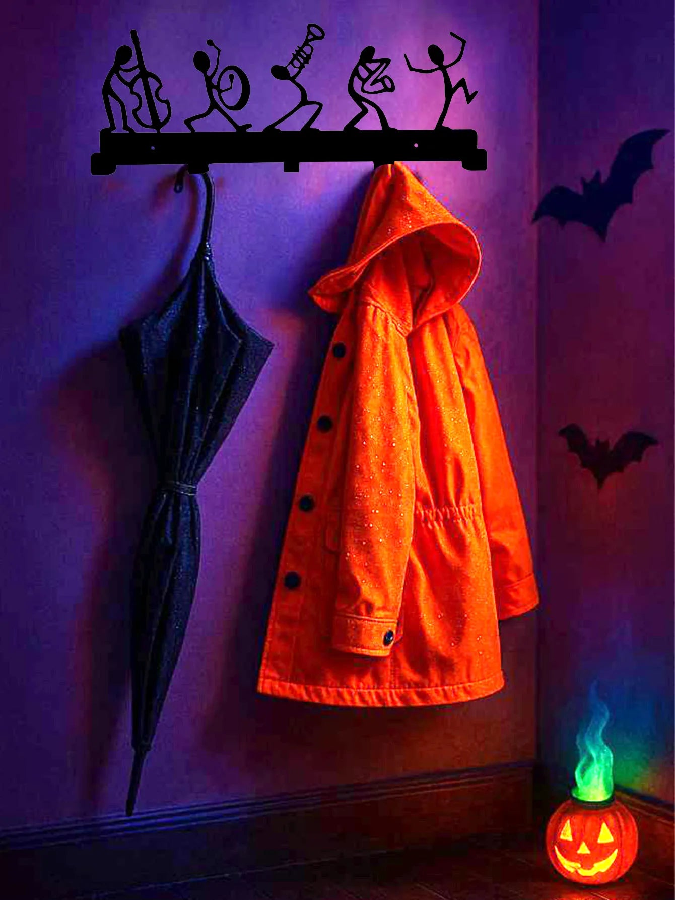 Metal Wall Mounted Coat Rack With Five Heavy Duty Hooks
