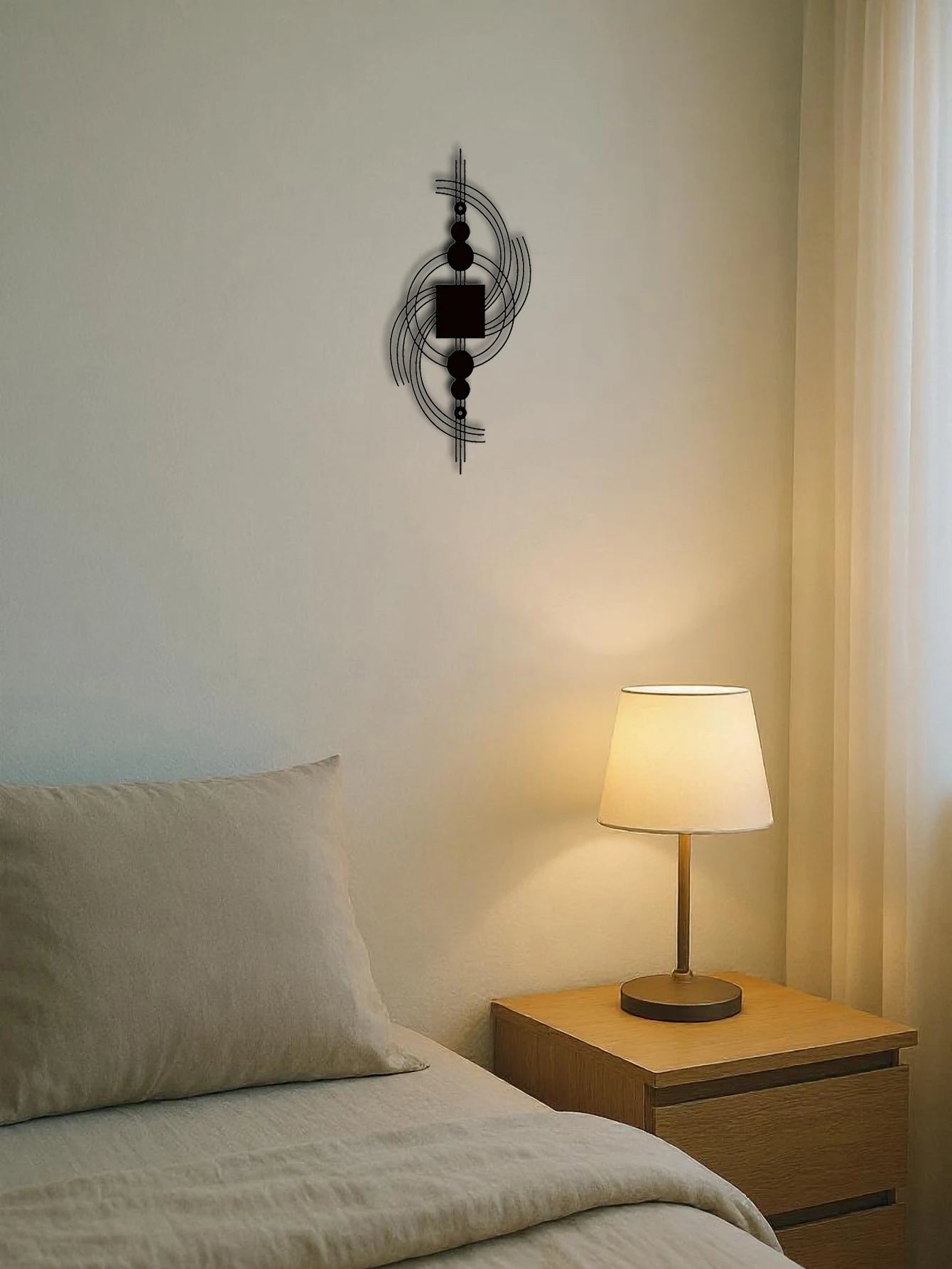 Geometric Metal Wall Art Abstract Circular and Square Sculpture Decor