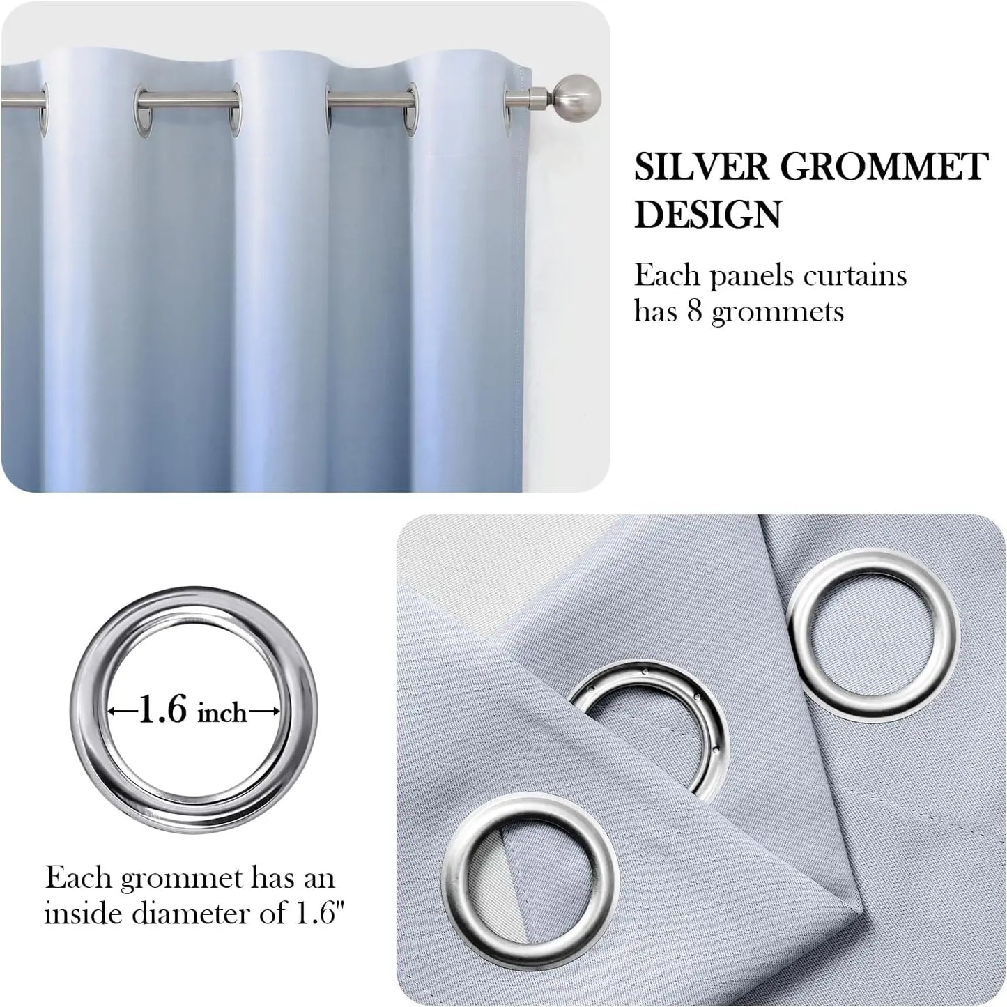 Ombre Blackout Curtains Grommet Two Panel Set For Living Room