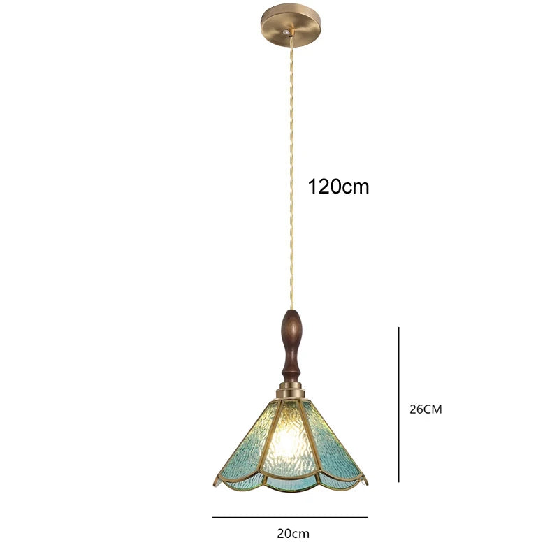 New Retro Copper Tiffany Wall Lamp Simple Reading Light Hanging Villa Bedroom Corridor Living Room Decorative Light Chandeliers