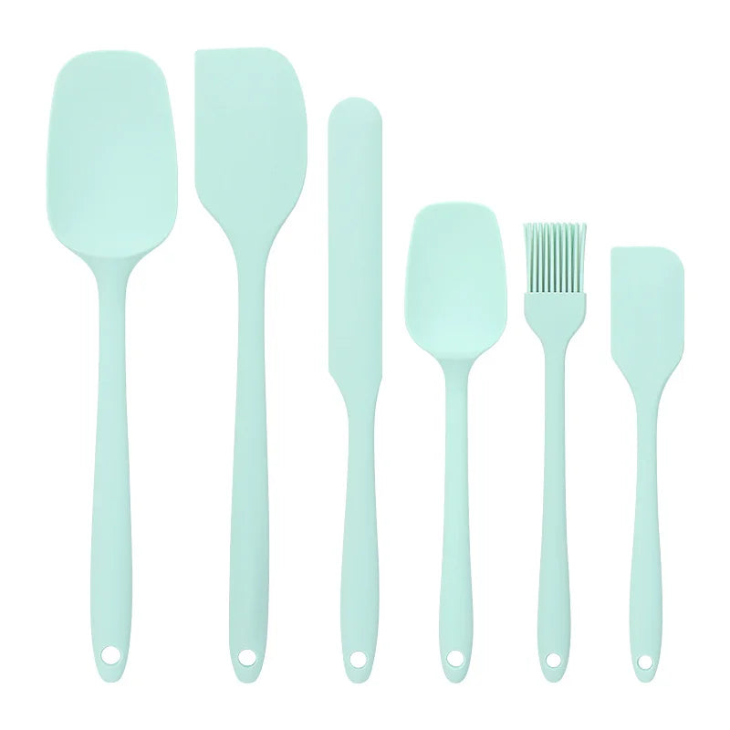 Six-Piece Silicone Kitchen Spatula and BBQ Brush Set