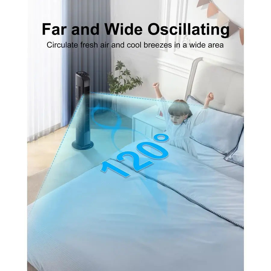 Oscillating Tower Fan With Remote Control For Home Office Use