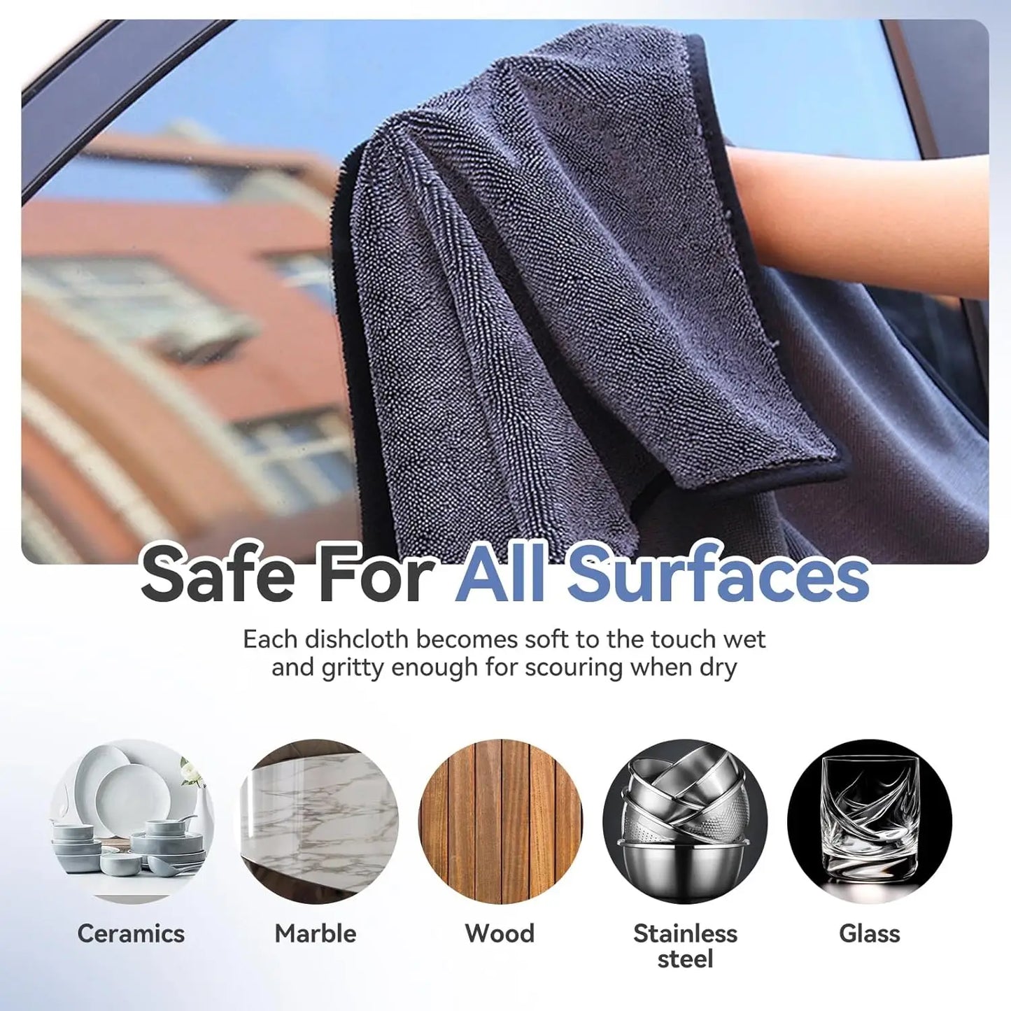3 Pack Microfiber Cleaning Cloths For Windows Bathroom Home