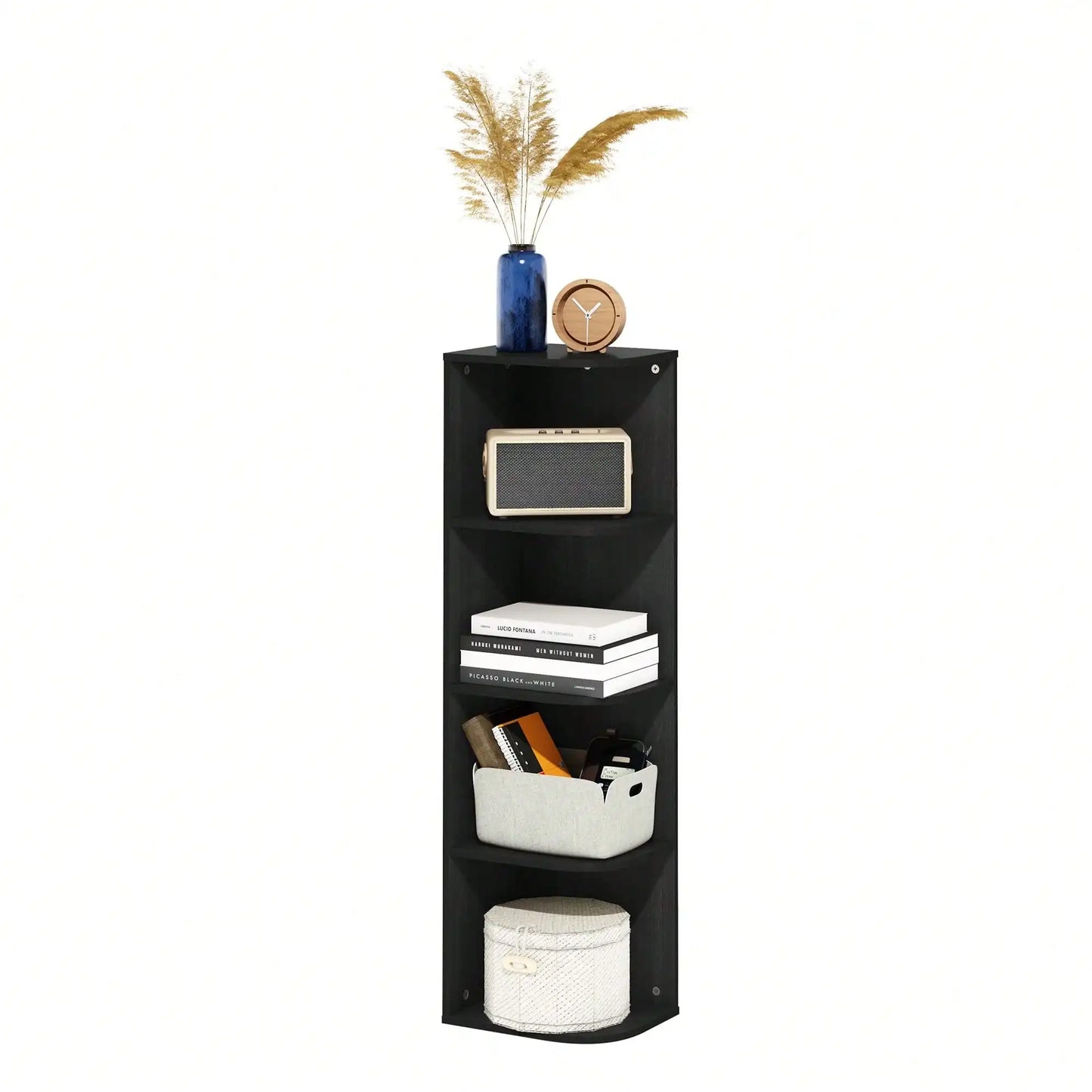 Bamboo Corner Open Shelf Bookcase For Small Spaces