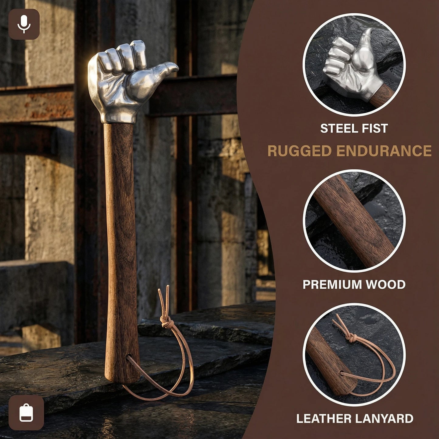 Multifunctional Stainless Steel Hammer With Wooden Handle