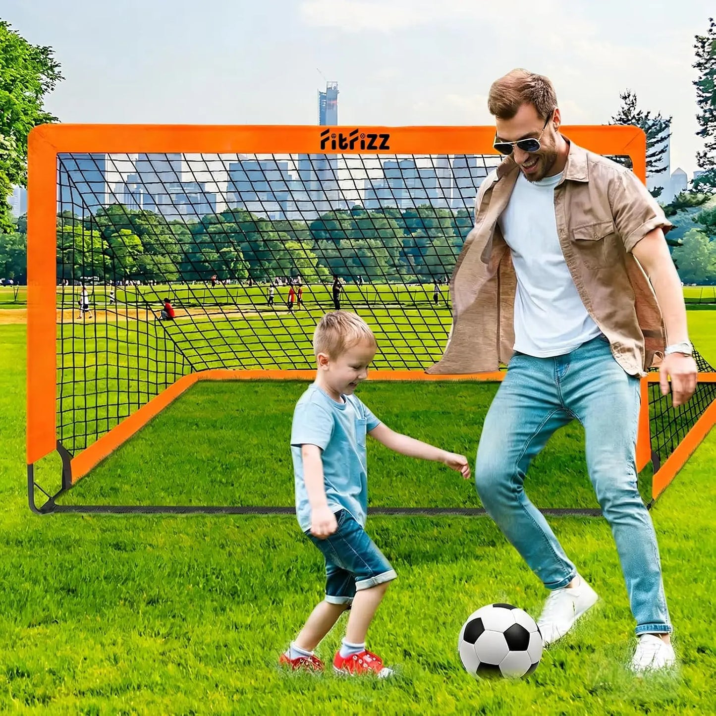 6x4ft Portable Pop Up Soccer Goal Set with Ball, Ladder, Cones - Backyard Training Equipment
