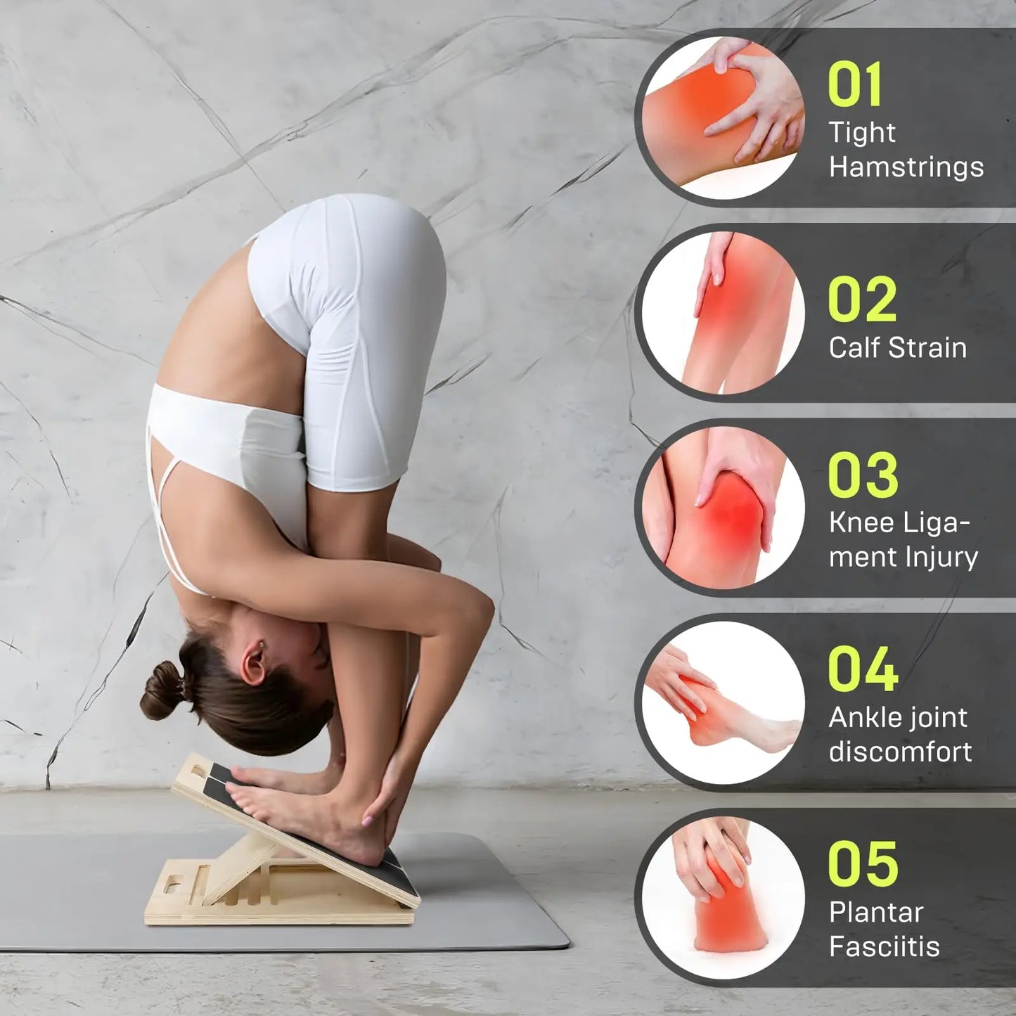 Wood Slant Board Calf Stretcher For Physical Therapy And Stretching
