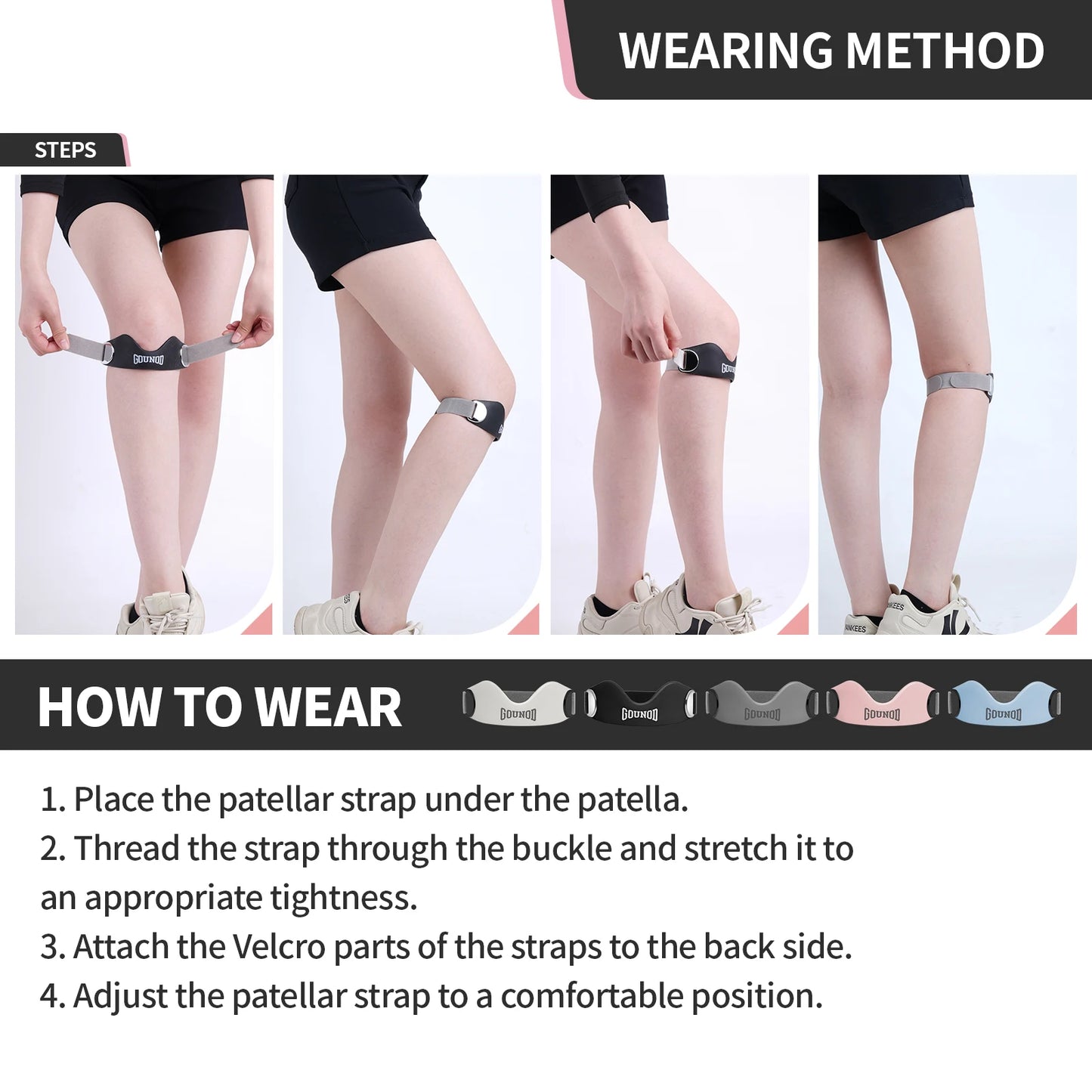 GOUNOD Silicone Patellar Tendon Support Knee Brace For Pain Relief