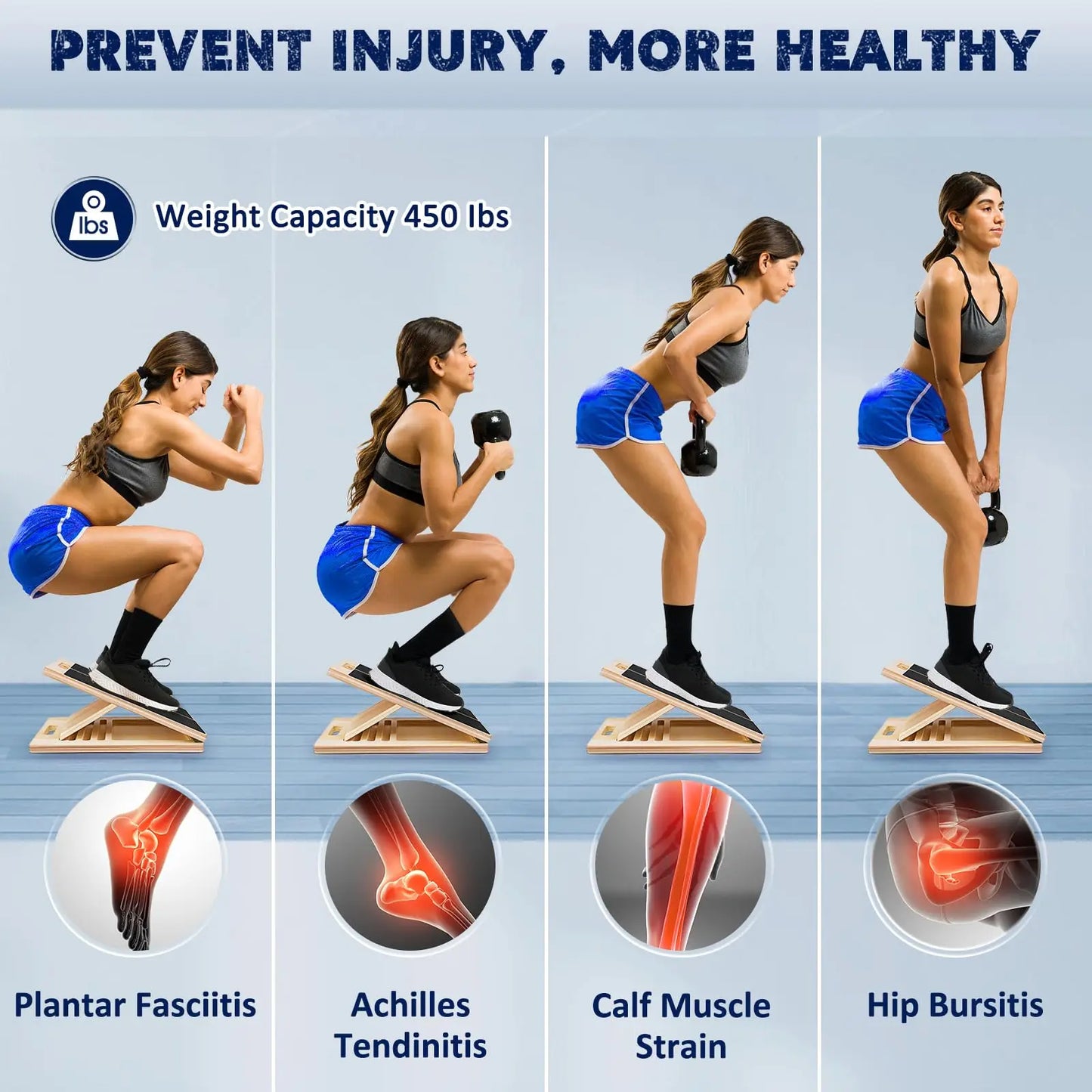 Wood Slant Board Calf Stretcher For Physical Therapy And Stretching