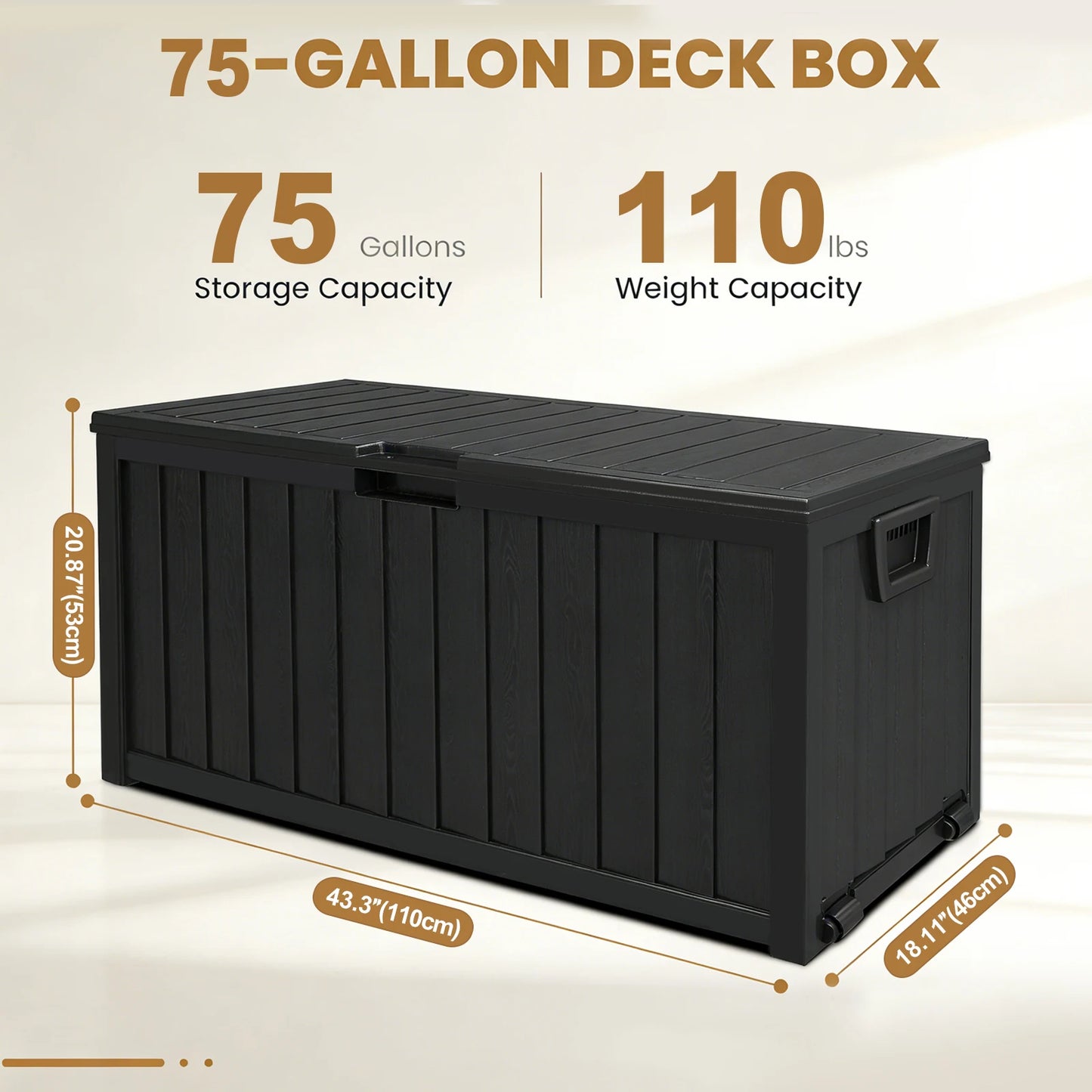 Resin Outdoor Storage Box Waterproof Deck Box With Pulleys