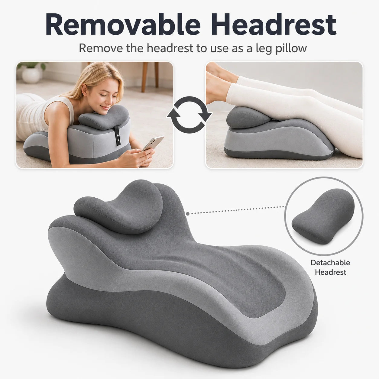 Multifunctional Memory Foam Prone Reading Pillow Relieve Neck Arm Fatigue Removable Headrest Anti-Slip Ideal for Bed Reading Wat