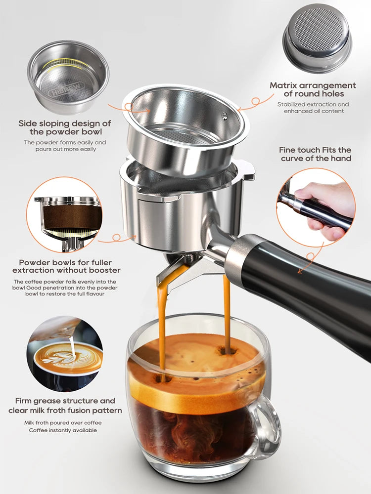 HiBREW 20 Bar Semi Automatic Espresso Machine Temperature Adjustable