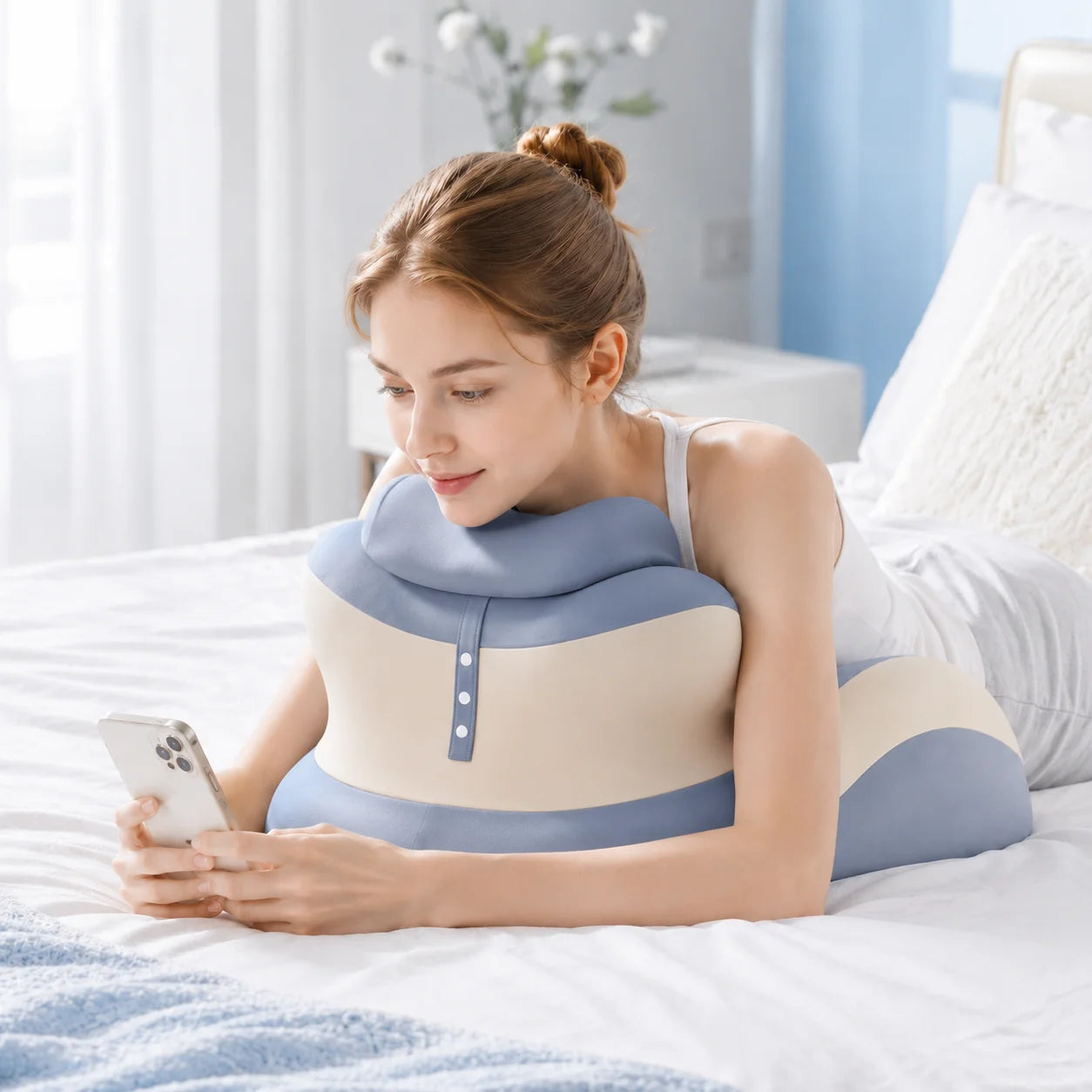 Multifunctional Memory Foam Prone Reading Pillow Relieve Neck Arm Fatigue Removable Headrest Anti-Slip Ideal for Bed Reading Wat