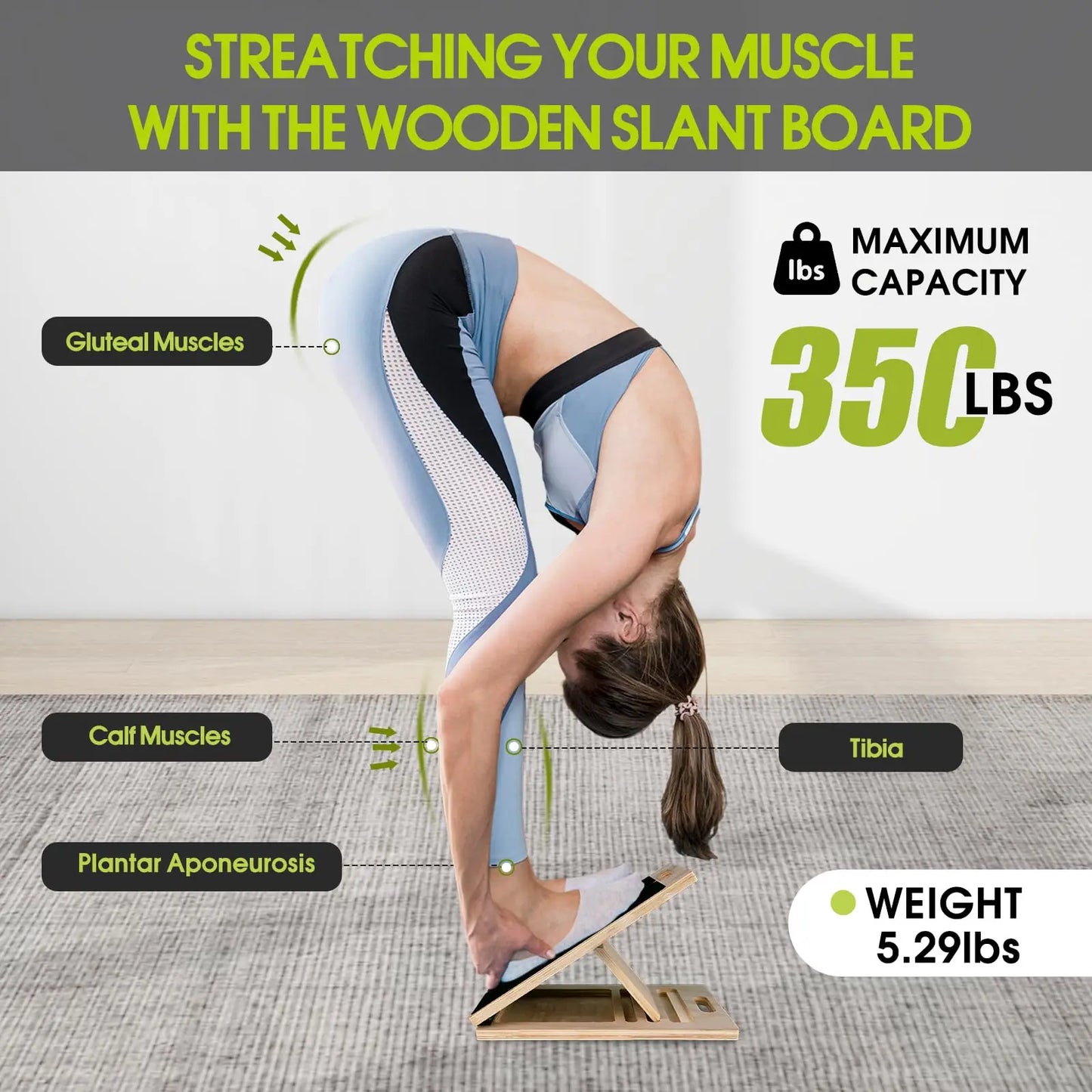 Wood Slant Board Calf Stretcher For Physical Therapy And Stretching