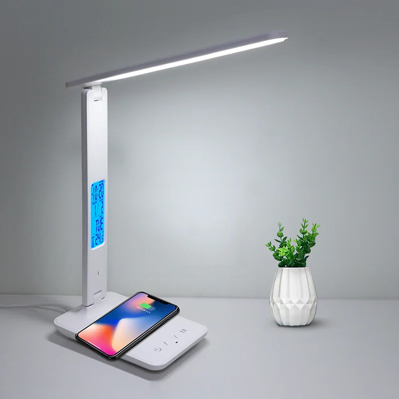 LAOPAO 10W Qi Wireless Charging LED Desk Lamp With Calendar Clock
