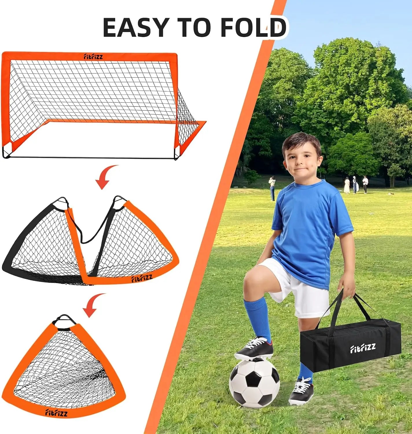 6x4ft Portable Pop Up Soccer Goal Set with Ball, Ladder, Cones - Backyard Training Equipment