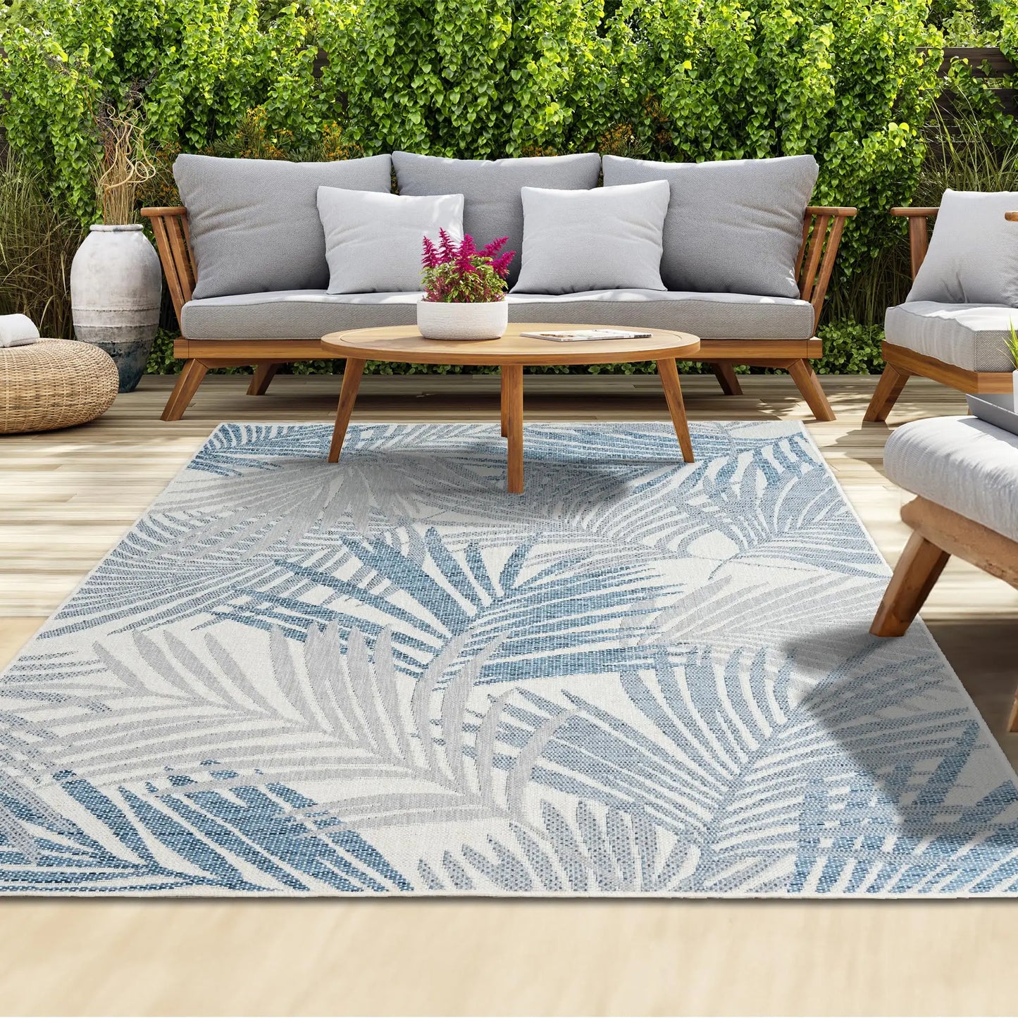 VIKAMA Summer Outdoor Non-Slip Area Rug | Machine Washable Floor Mat for Camping Picnic Terrace Deck Home Decor