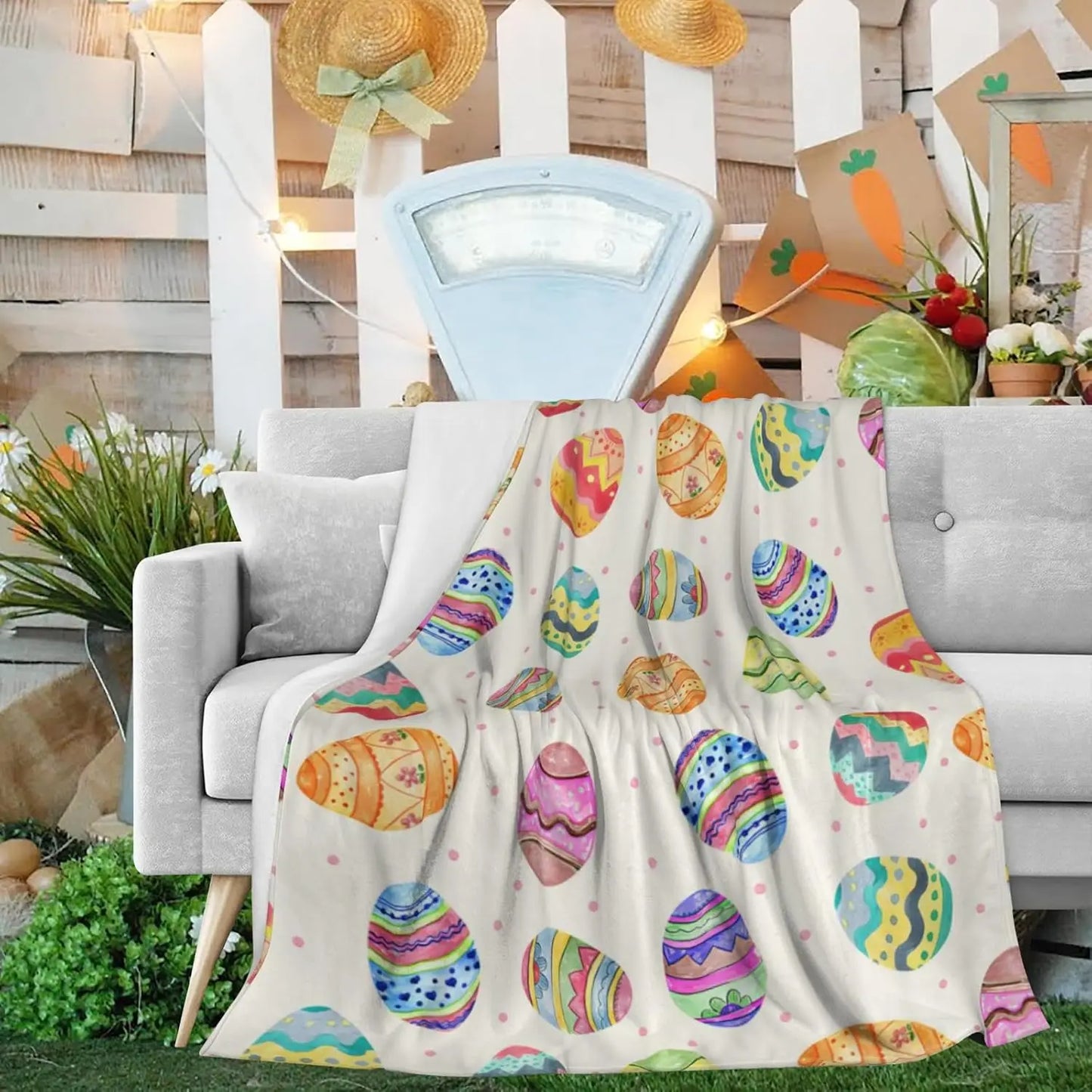 Easter Egg Throw Blanket Fleece Lightweight For Couch