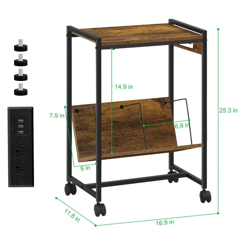 Record Player Stand With Vinyl Storage And Charging Station