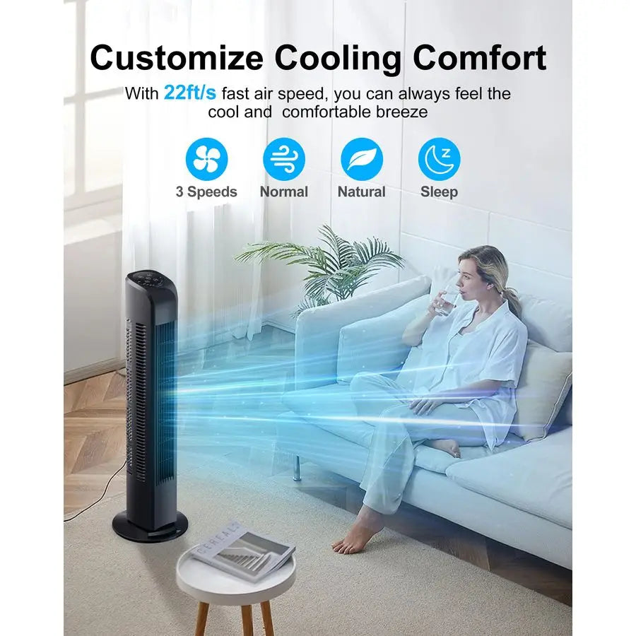 Oscillating Tower Fan With Remote Control For Home Office Use