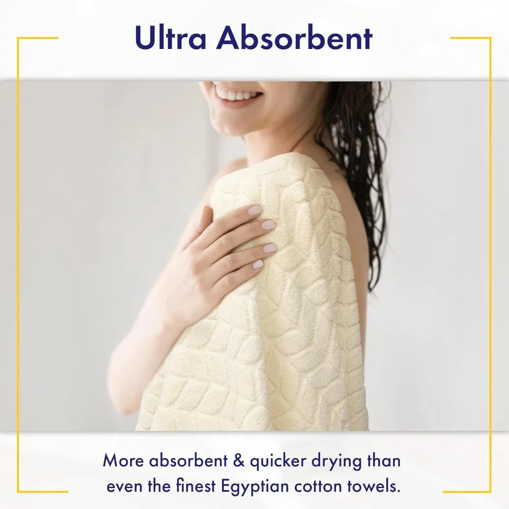 Bamboo Bath Towels Set 6 Piece Absorbent Quick Dry Premium