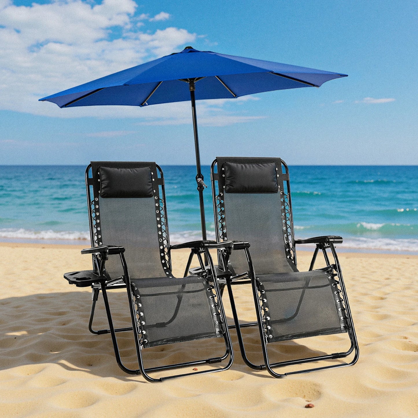 JHK Zero Gravity Two-Person Portable Recliners With Cup Holders