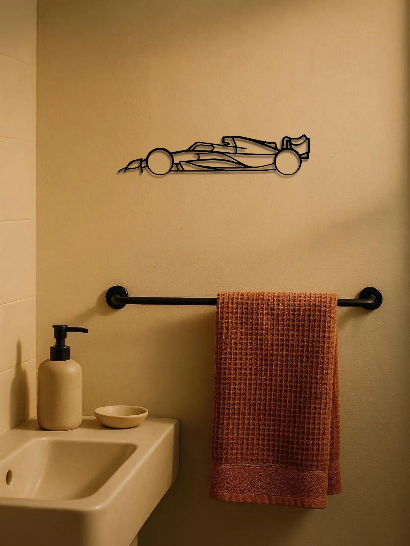 Stylish Metal Line Racing Car Wall Art Suspended Iron Sculpture