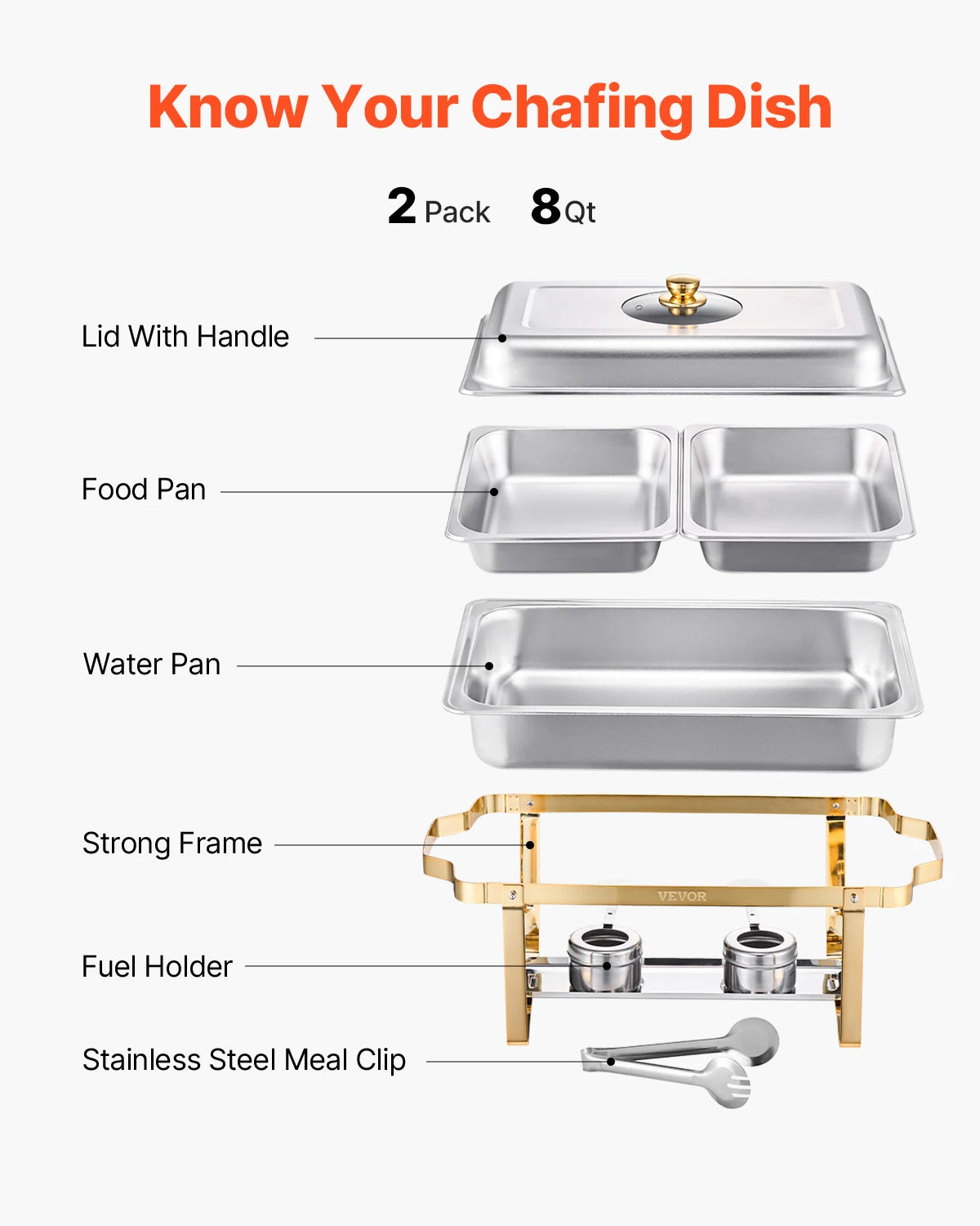SucceBuy Chafing Dish Buffet Set Stainless Steel Two Four Pack
