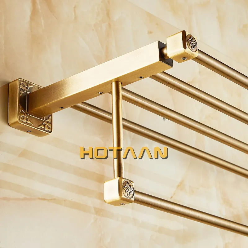 HOTAAN Aluminum Wall Mounted Square Towel Rack Bathroom Accessory