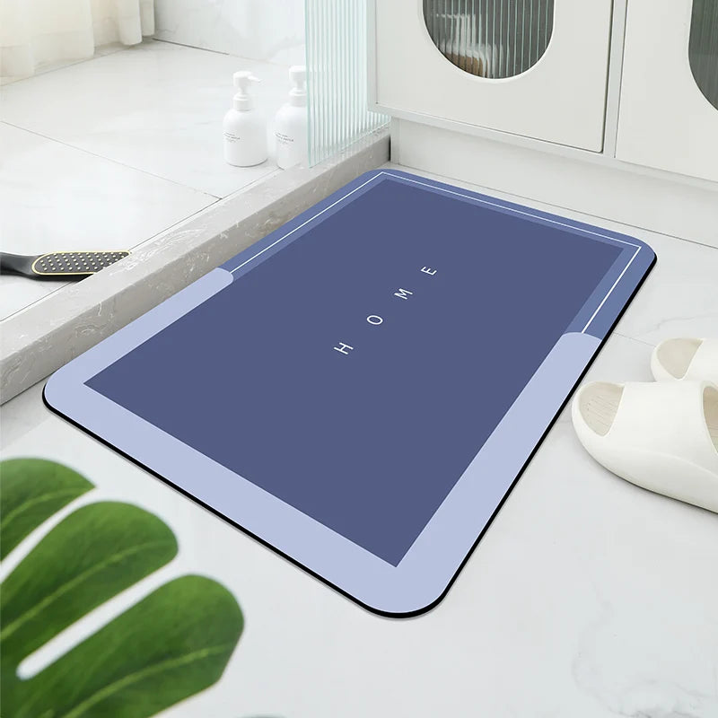 NONECN Rubber Bath Floor Mat Anti Slip Geometric Diatomaceous Earth