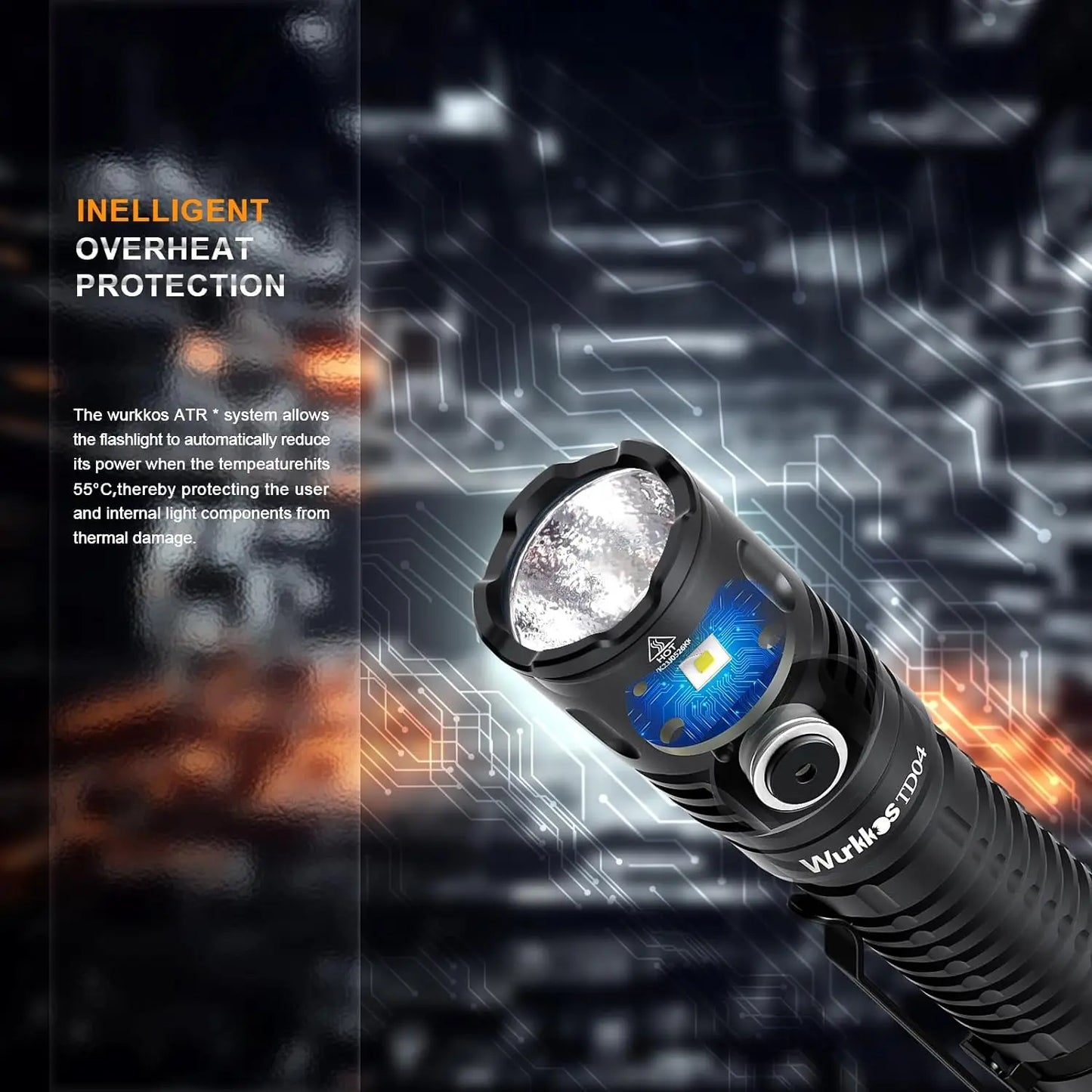 Wurkkos TD04 21700 Rechargeable Dual Mode Tactical Flashlight