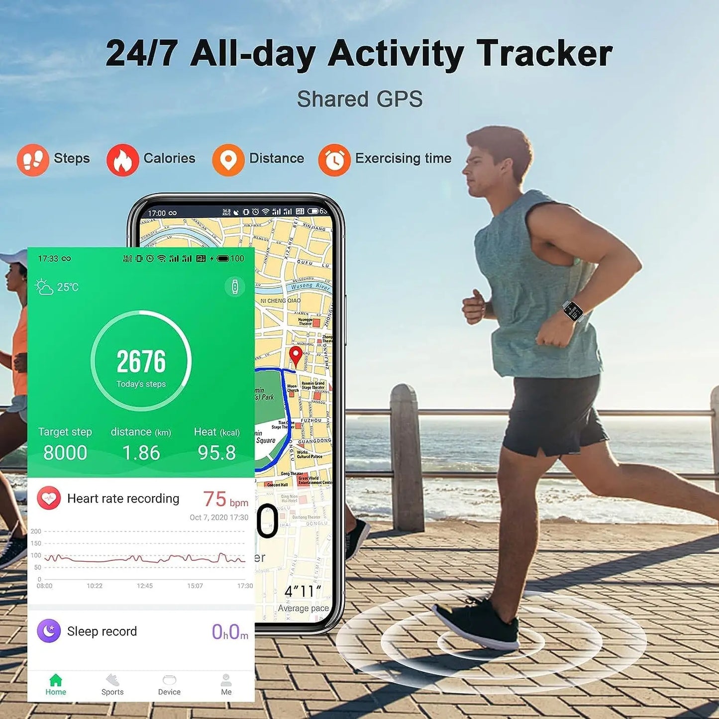 Nerunsa Smart Watch Fitness Tracker With Heart Rate Monitor