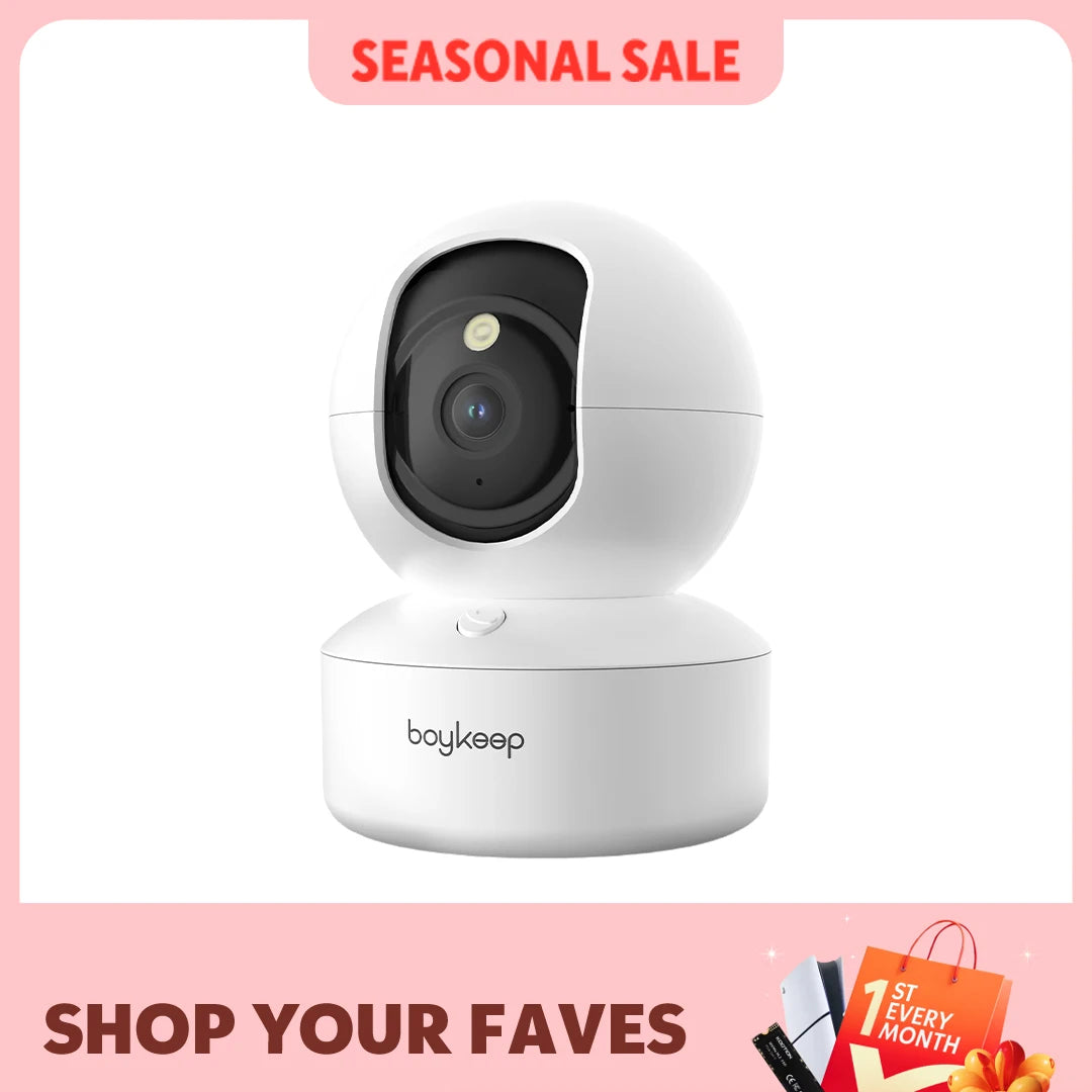 BoyKeep 2K Indoor Security Camera Pan Tilt Two Way Audio