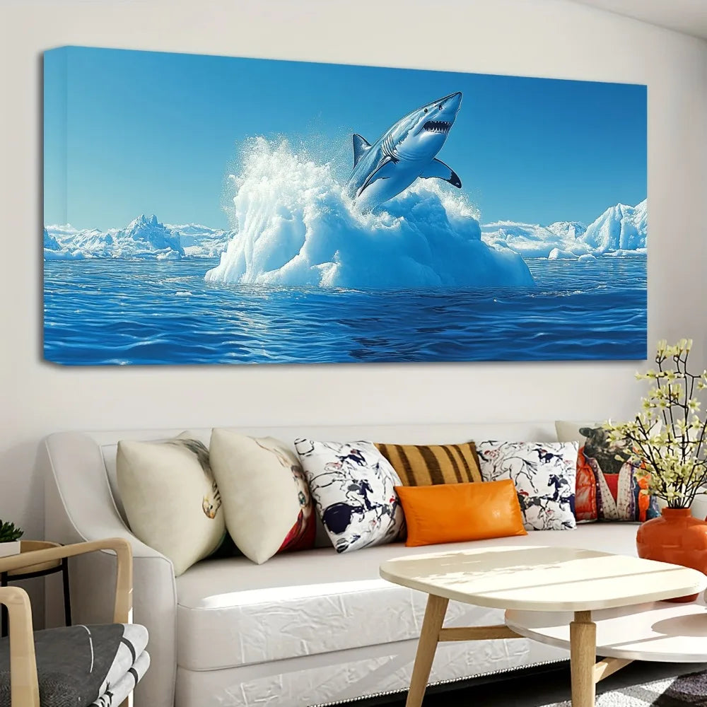 Great White Shark Poster Canvas Print Wall Art For Modern Home Decor