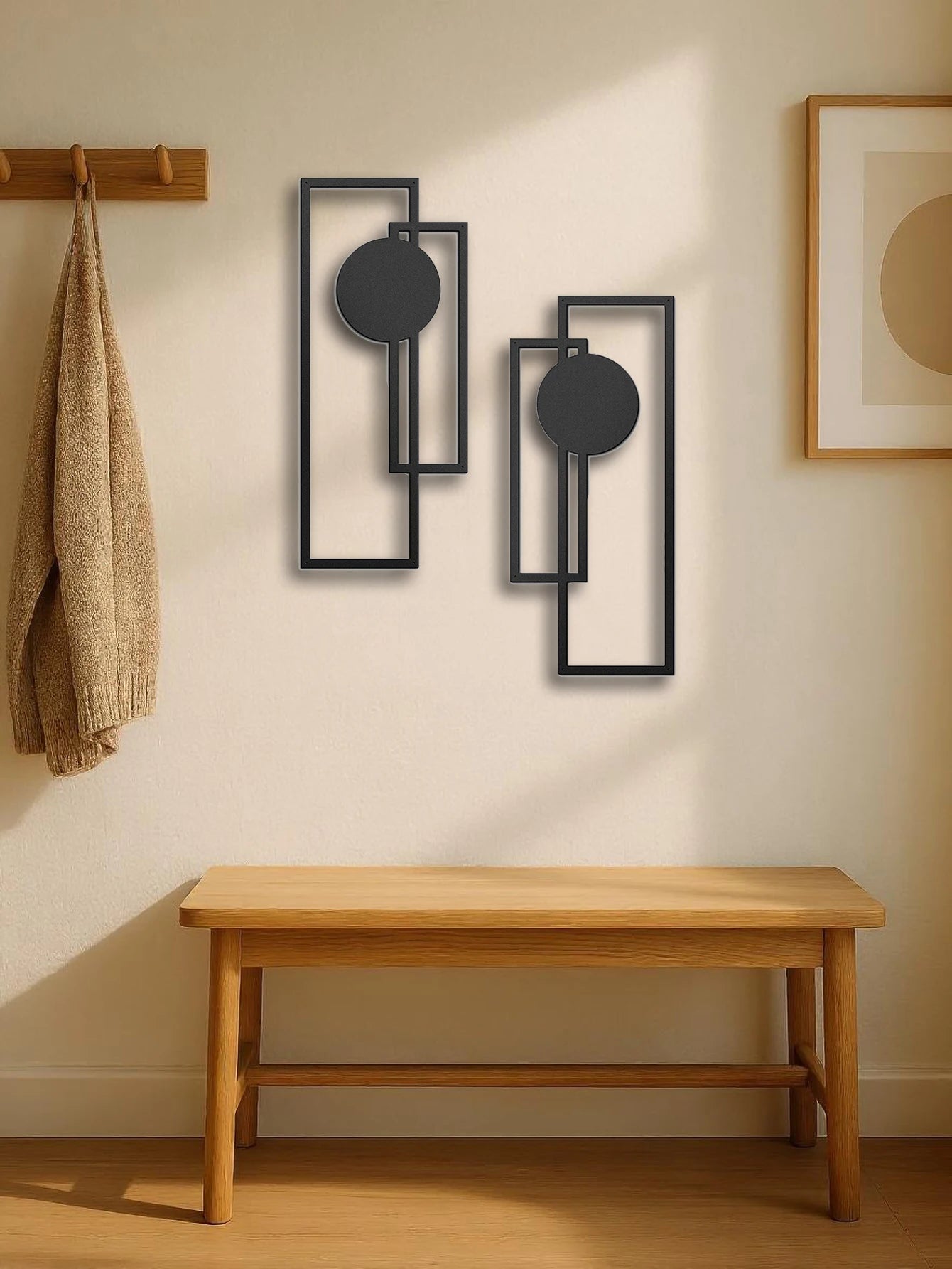 Minimalist Geometric Metal Wall Art Set 2 Pieces Decoration