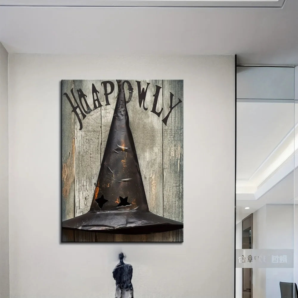 Solid Wood Picture Frame Halloween Witch Hat Wall Decor