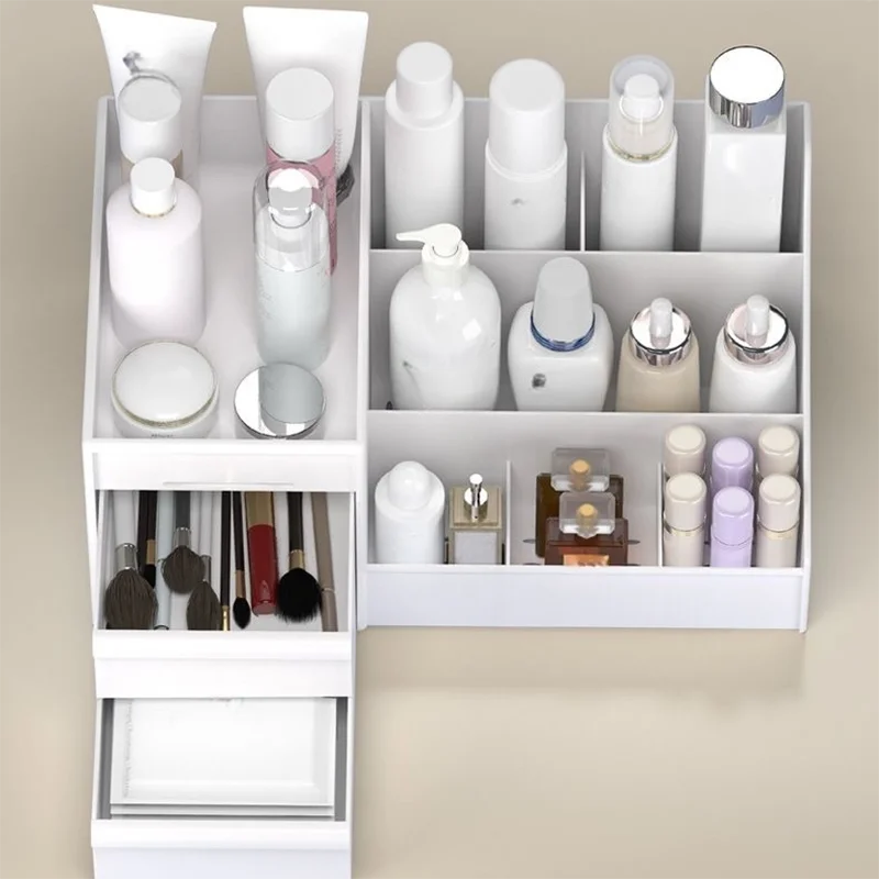 Double Drawer Cosmetic Storage Box Beauty Organizer For Vanity