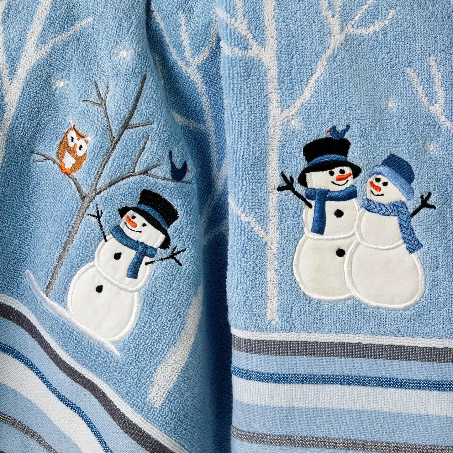 Premium Cotton Christmas Snowman Bath Towel 450 GSM Absorbent Jacquard