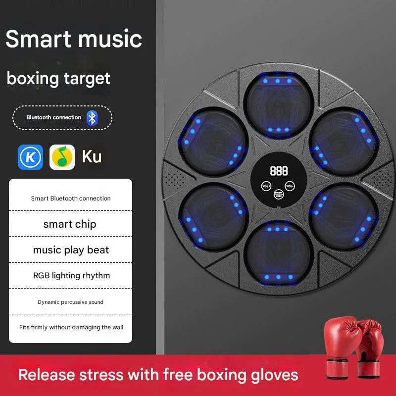 Music Boxing Machine with Gloves Blueteeth Connected Smart Wall Target Sandbag For Boxing Sports Relax Agility Reaction Training