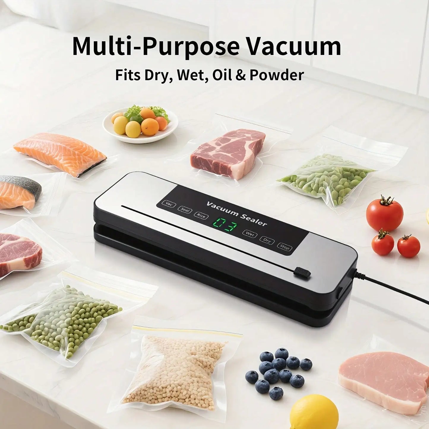 AEHOME Food Vacuum Sealer Machine With Dry And Moist Modes