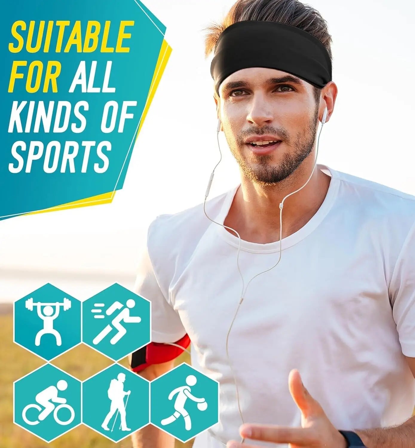 Moisture Wicking Running Headband Quick Dry Sweatband For Sports