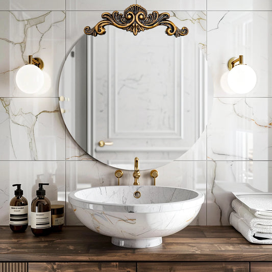 Wisfor Oval Baroque Wall Mirror Arched For Entryway Living Room