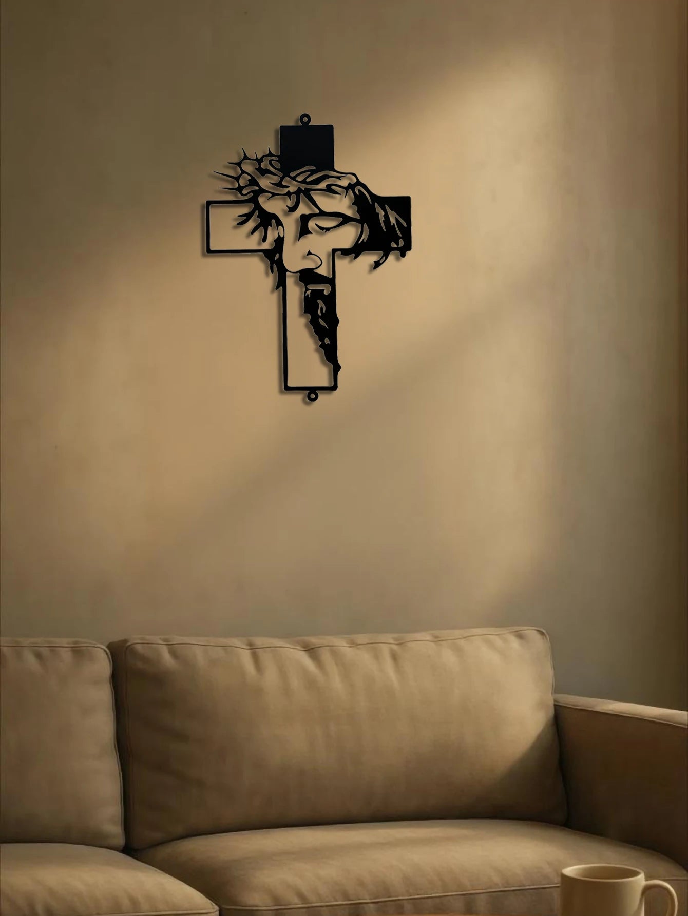 Wrought Iron Cross Wall Art Weatherproof Powder Coated Outdoor