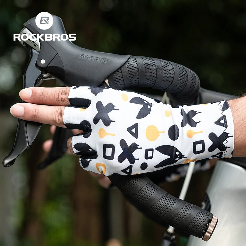 Rockbros Bicycle Half Finger Gloves Summer Breathable MTB Road Cycling