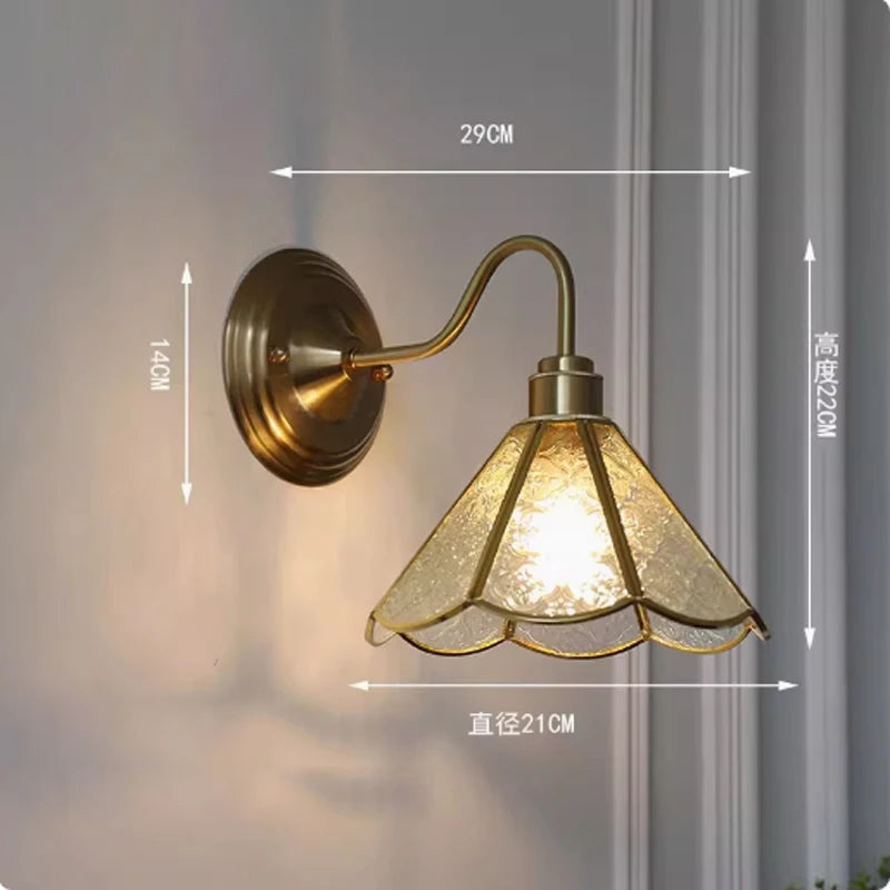 New Retro Copper Tiffany Wall Lamp Simple Reading Light Hanging Villa Bedroom Corridor Living Room Decorative Light Chandeliers