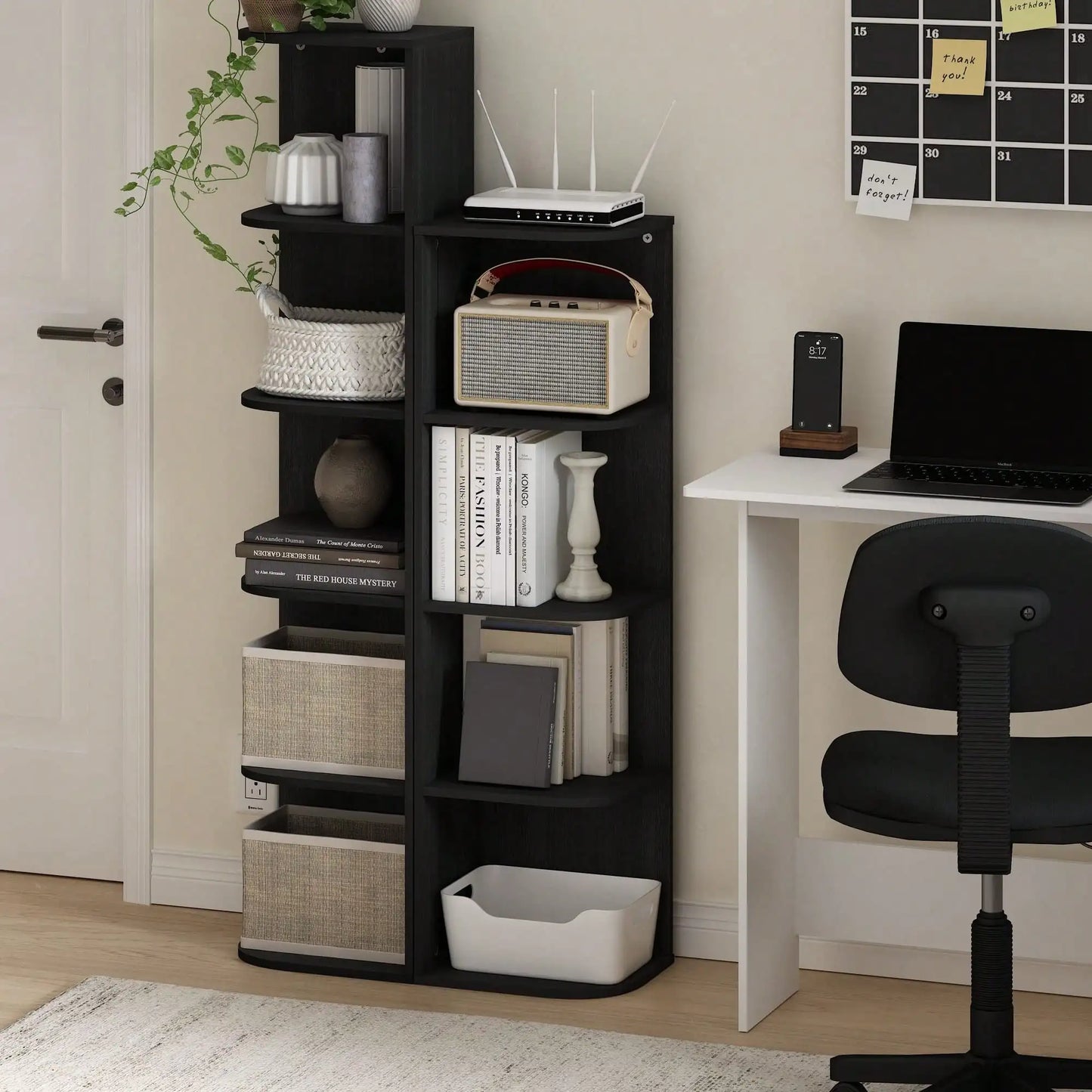 Bamboo Corner Open Shelf Bookcase For Small Spaces