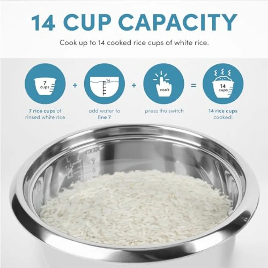 OLOEY Rice Cooker Stainless Steel Food Steamer OneTouch Keep Warm