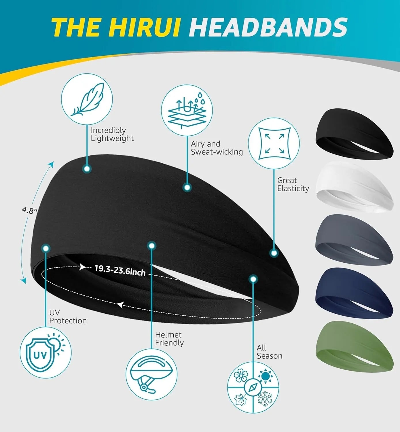 Moisture Wicking Running Headband Quick Dry Sweatband For Sports